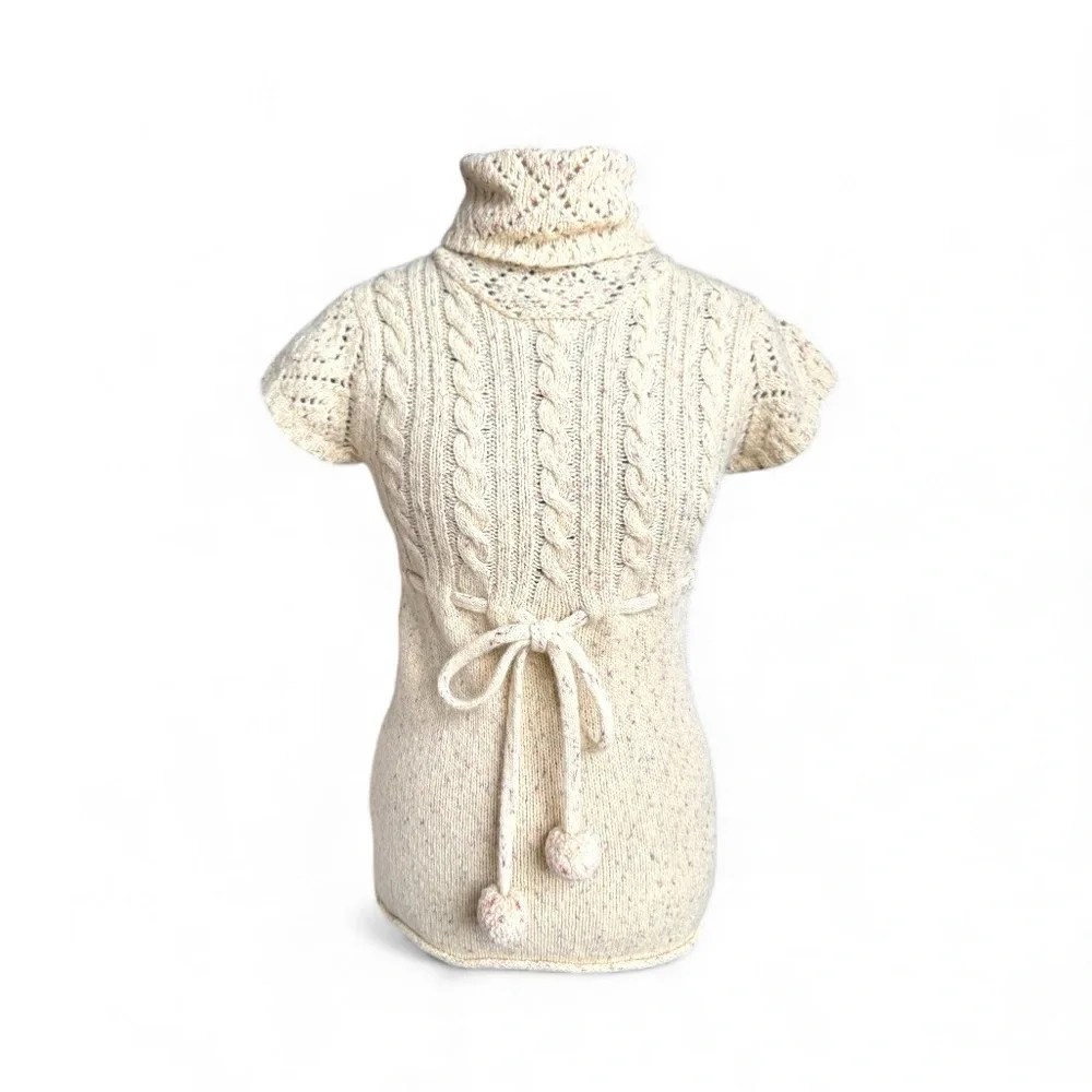 NWOT Anthropologie Cream Cable Knit Cowl Neck Sweater
